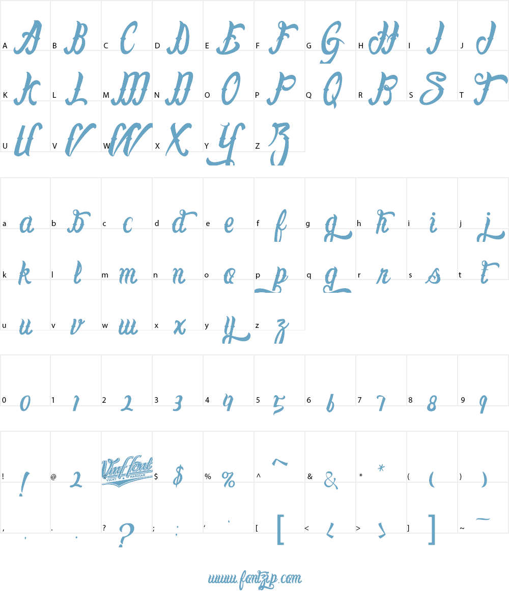 Lafayet Scripts Font Character